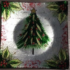 Holiday Glass Decorative Plate -